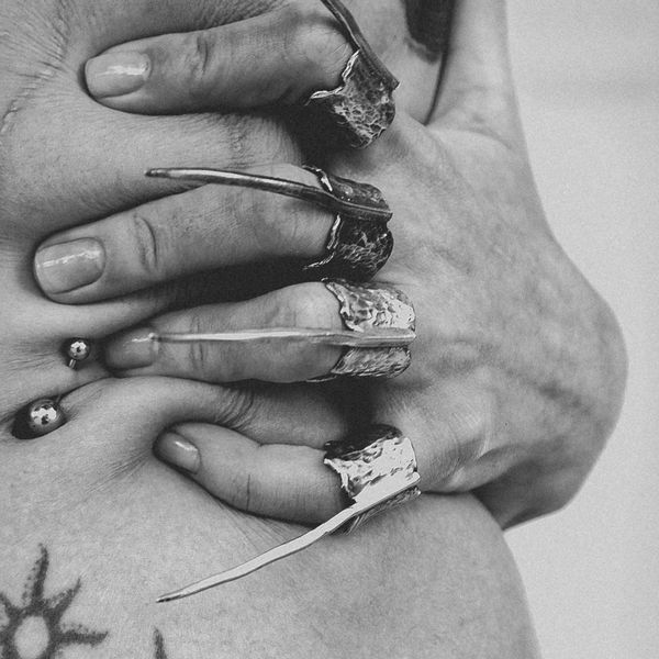 Silver claw rings close-up
