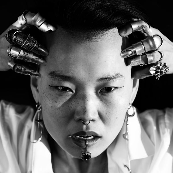 Mariia portrait with silver rings